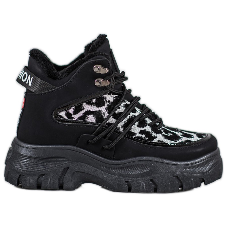 SHELOVET Tênis com estampa de leopardo preto