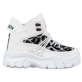 SHELOVET Tênis com estampa de leopardo branco SHELOVET Tênis com estampa de leopardo branco