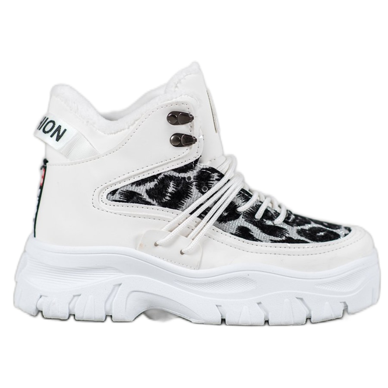 SHELOVET Tênis com estampa de leopardo branco