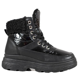 Bella Paris Tênis Com Pele De Carneiro preto Bella Paris Tênis Com Pele De Carneiro preto