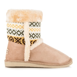 Badoxx Botas de neve com padrão étnico marrom