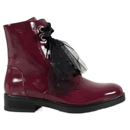 SHELOVET Trabalhadores em couro ecológico lacado vermelho