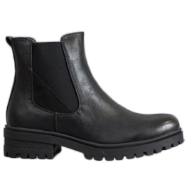 Super Mode Trabalhadores clássicos feitos de couro ecológico preto