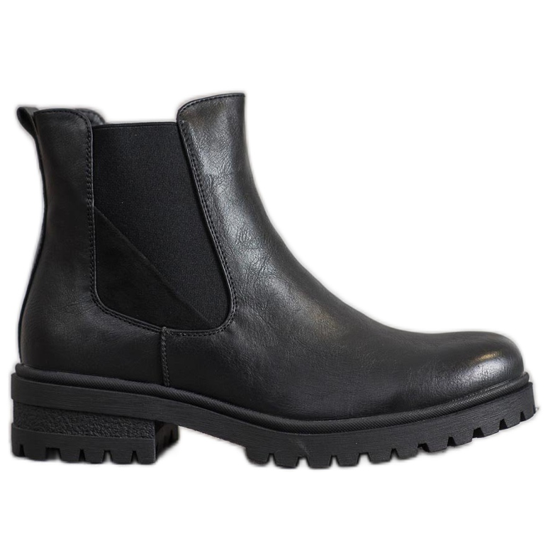 Super Mode Trabalhadores clássicos feitos de couro ecológico preto