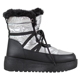 Bella Paris Botas de neve da moda prata cinza