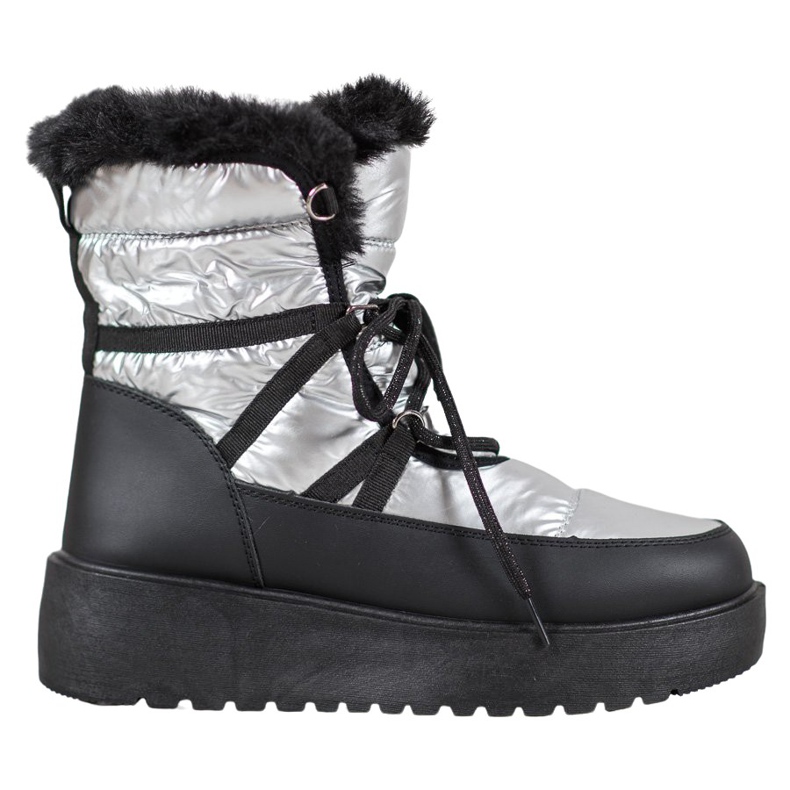 Bella Paris Botas de neve da moda prata cinza