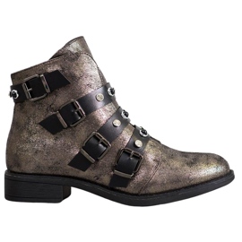 Forever Folie Botas elegantes com jatos marrom amarelo
