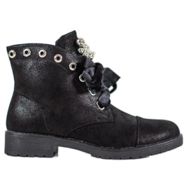 Bella Paris Botas Com Laço Decorativo preto Bella Paris Botas Com Laço Decorativo preto