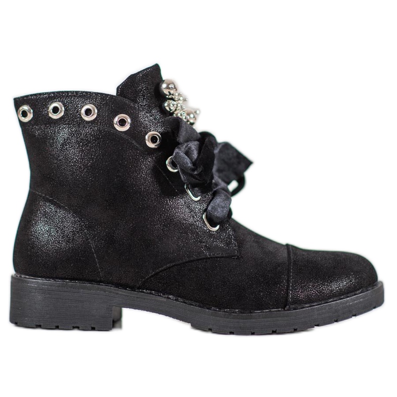 Bella Paris Botas Com Laço Decorativo preto