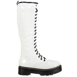 Seastar Botas amarradas em couro ecológico branco