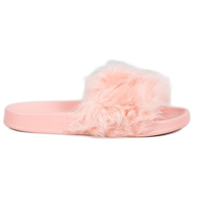 SHELOVET Chinelos de borracha com pele rosa