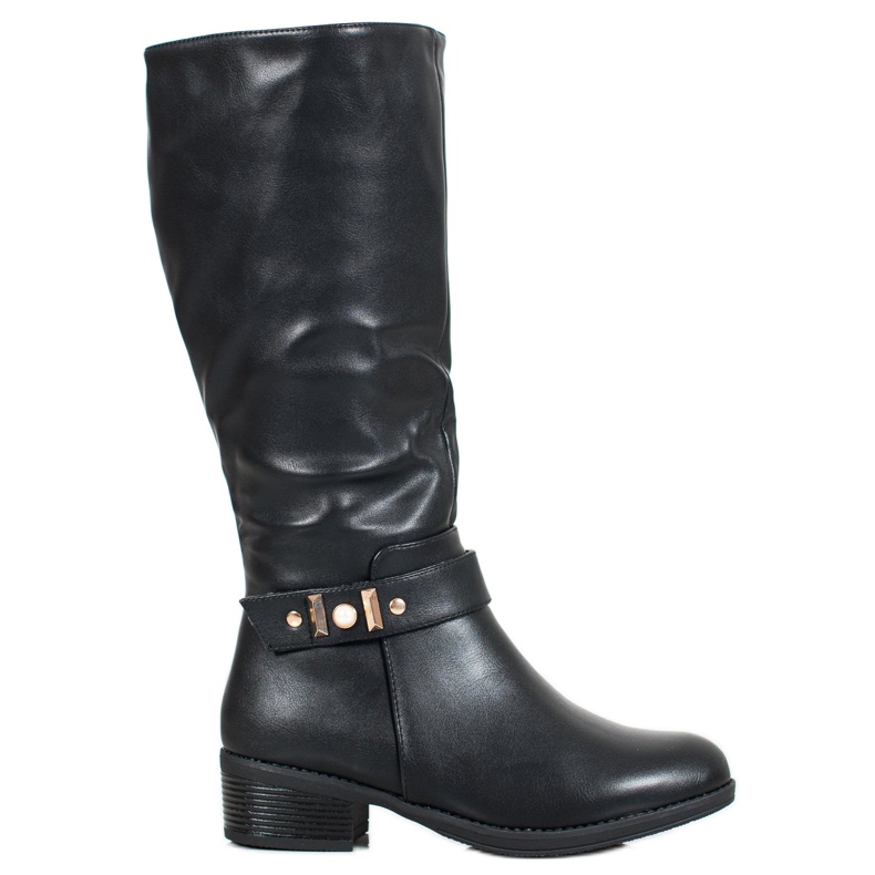 SHELOVET Botas elegantes com couro ecológico preto