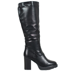 SHELOVET Botas pretas com couro ecológico preto