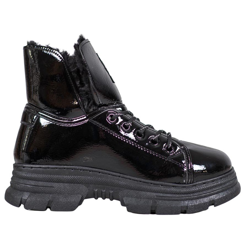 Bella Paris Tênis de couro ecológico lacado preto