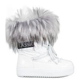 Bella Paris Botas de neve quentes com pele branco Bella Paris Botas de neve quentes com pele branco