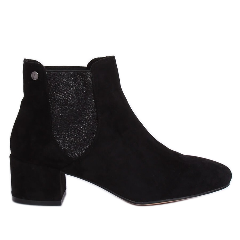 Botas pretas Chelsea com salto largo B-6858 pretas preto