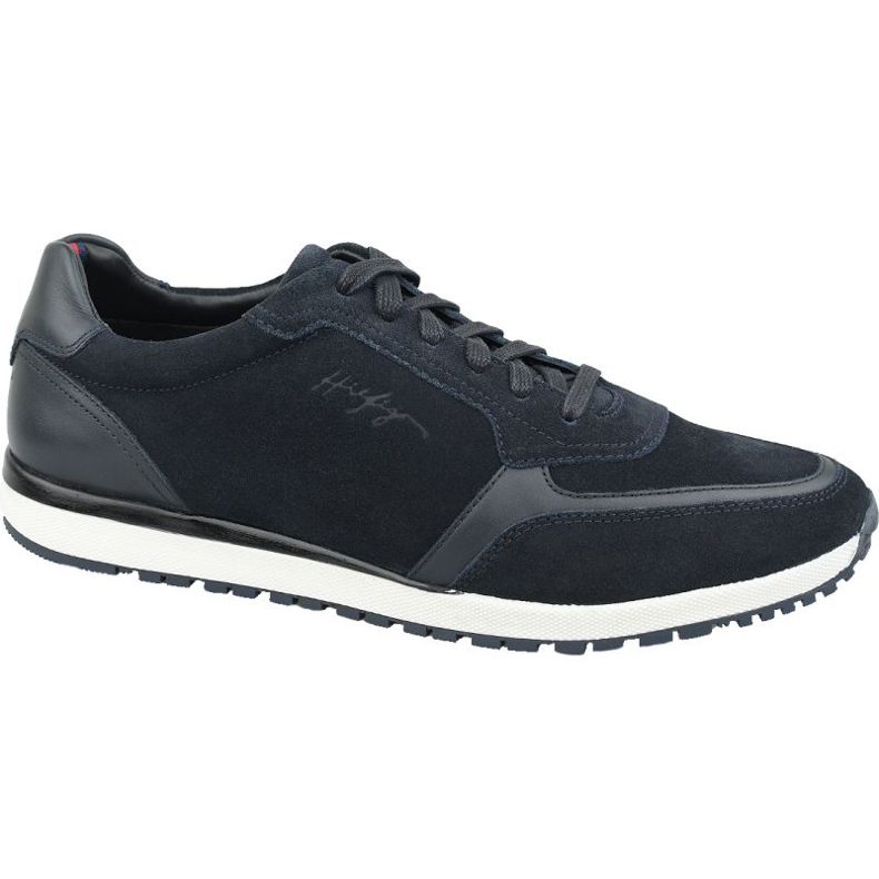 Sapatos Tommy Hilfiger Premium camurça Runner M FM0FM02551 Cki azul marinho