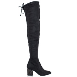 Super Mode Botas altas com salto decorativo preto Super Mode Botas altas com salto decorativo preto
