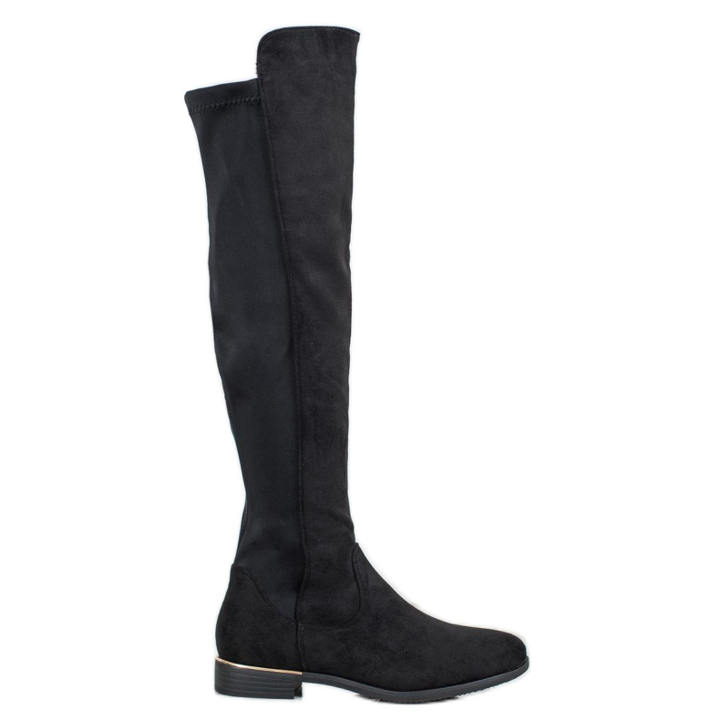 Super Me Botas de camurça na coxa preto