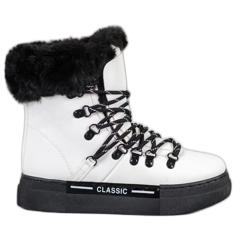 Bella Paris Botas de neve brancas clássicas branco