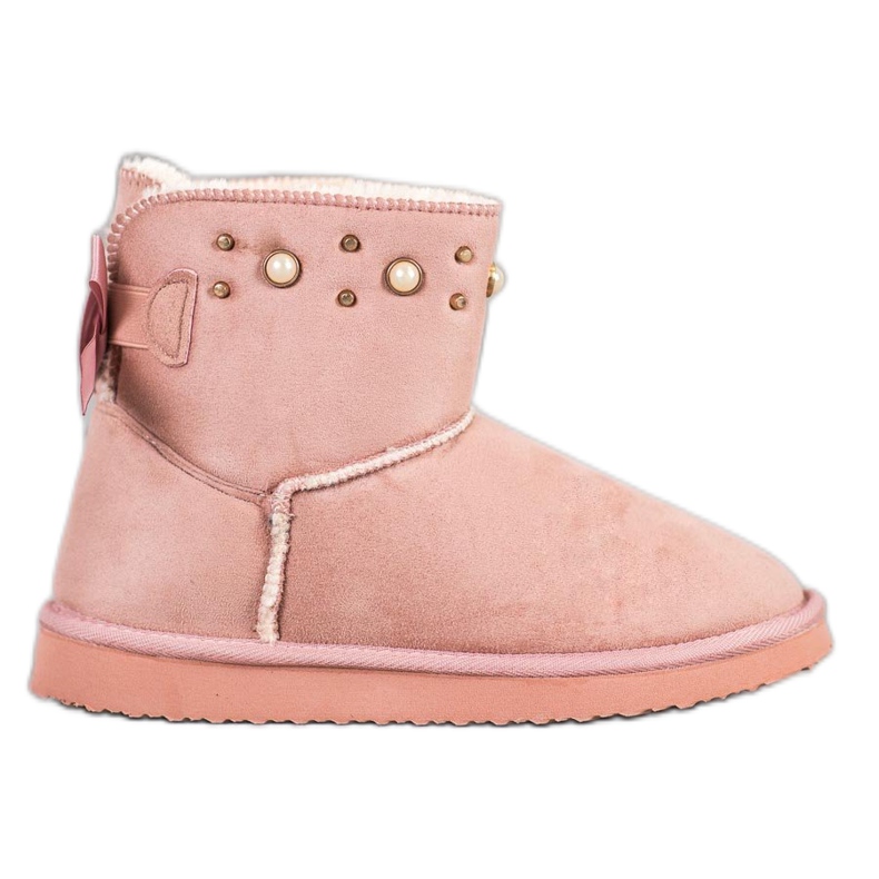 Bella Star Suede Mukluki com miçangas rosa