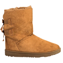 Haver Botas de neve quente com arcos castanho Haver Botas de neve quente com arcos castanho