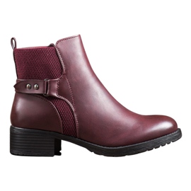 SHELOVET Botas cor de vinho confortáveis vermelho
