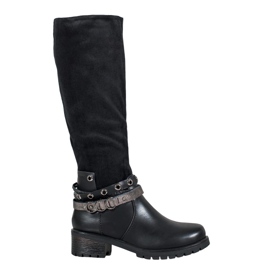 SHELOVET Botas com strass preto