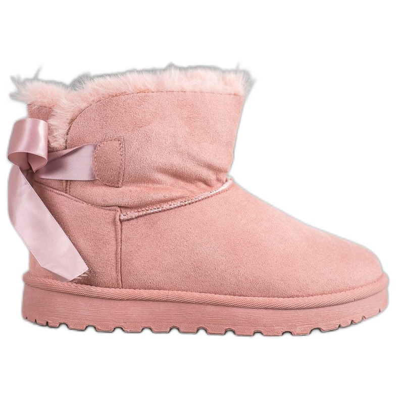 SHELOVET Mukluki caloroso com uma reverência rosa