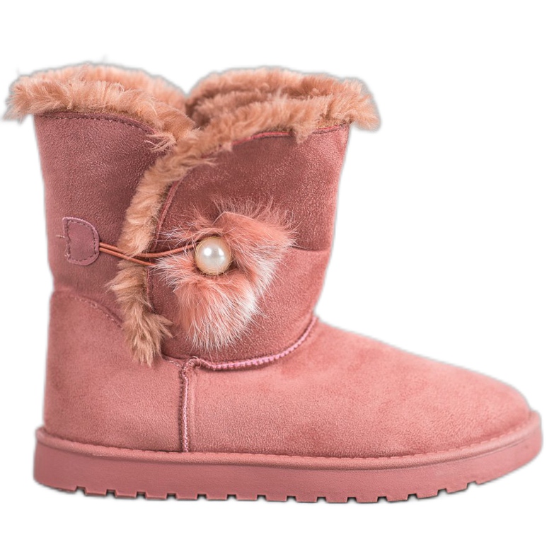 SHELOVET Mukluki com uma pérola rosa