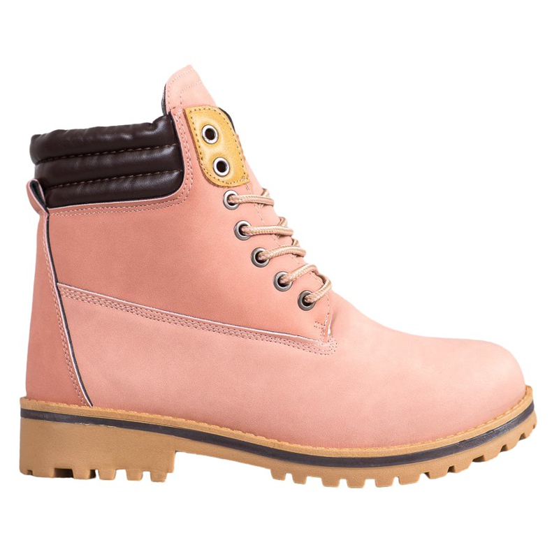 SHELOVET Botas de caminhada quentes na plataforma rosa