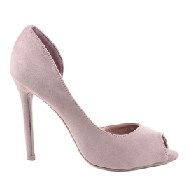 Salto alto em camurça rosa assimétrica M282P