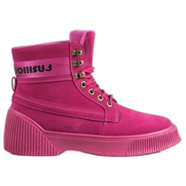 Yes Mile Botas de tornozelo amarradas da moda rosa