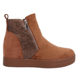 Botas em camelo de cunha oculta RQ235 Camel marrom