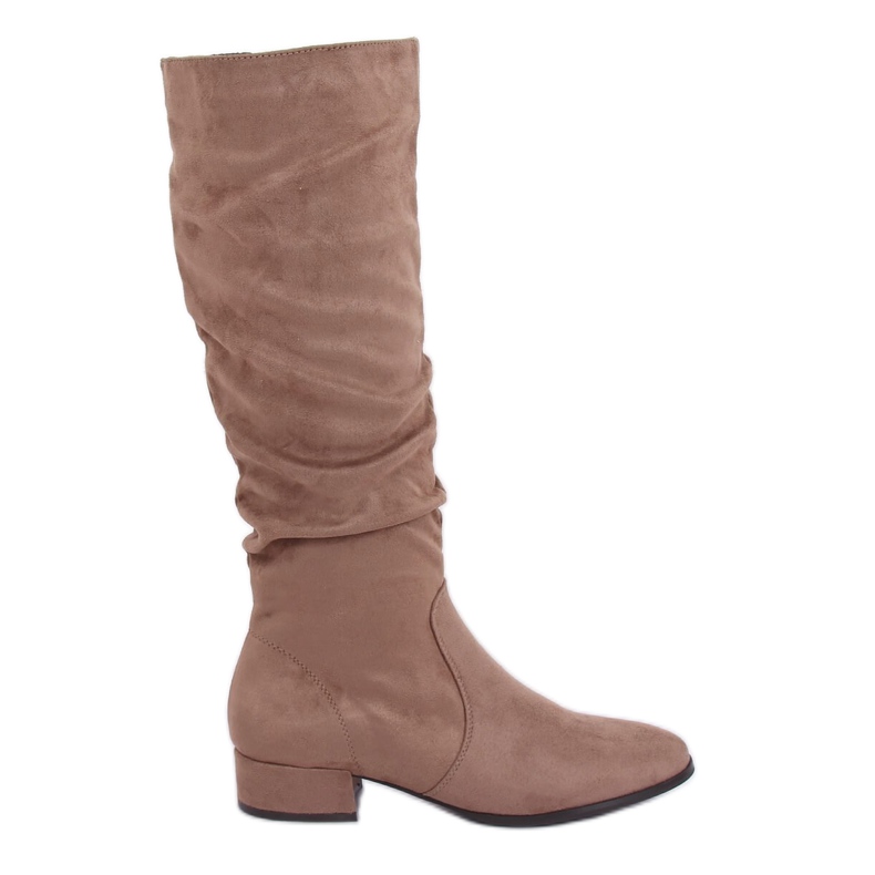 Botas femininas de camurça bege 3005 Khaki Ii Gatunek castanho cáqui