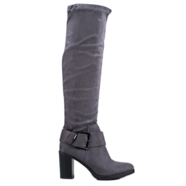 Super Mode Botas Elegantes Com Fivela cinza