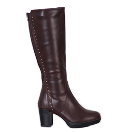 J. Star Botas marrons de salto alto marrom