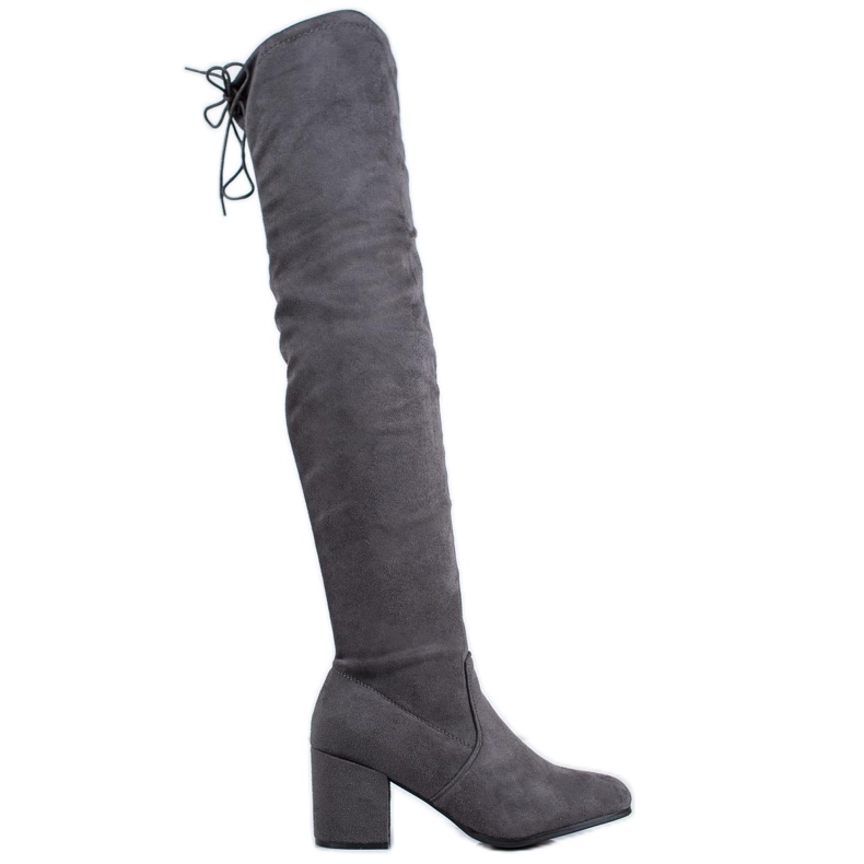 SHELOVET Botas confortáveis ​​de salto alto cinza