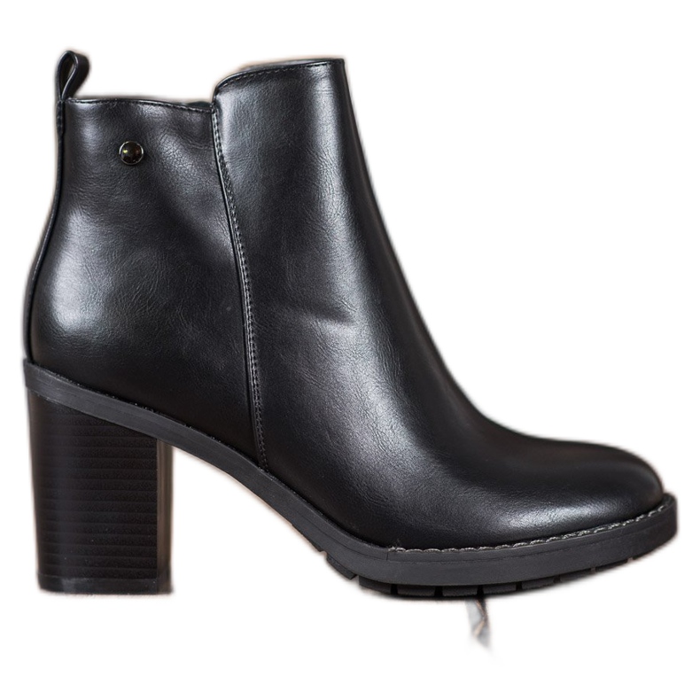 Ideal Shoes Botas confortáveis ​​de salto alto preto