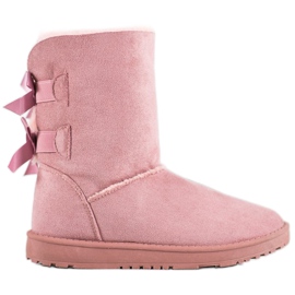 Haver Botas de neve quente com arcos rosa Haver Botas de neve quente com arcos rosa