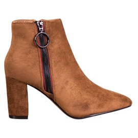 Small Swan Botinhas de camurça com zíper marrom