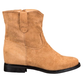 Ideal Shoes Botas de cowboy quentes em cunha marrom