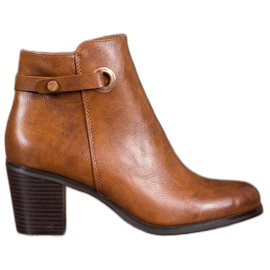 Ideal Shoes Botas clássicas de couro ecológico castanho
