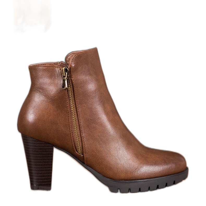 Anesia Paris Botas elegantes de couro ecológico castanho