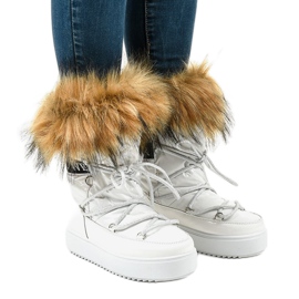 Botas de neve elegantes brancas com pele 119-39 branco