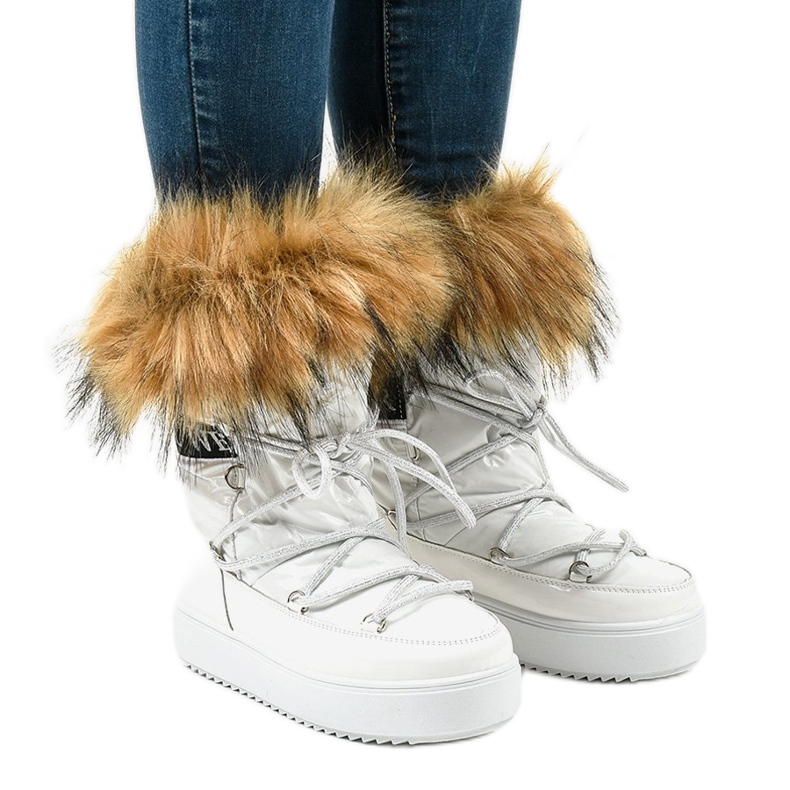 Botas de neve elegantes brancas com pele 119-39 branco Botas de neve elegantes brancas com pele 119-39 branco