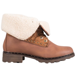 SHELOVET Botas marrons com pele de carneiro marrom