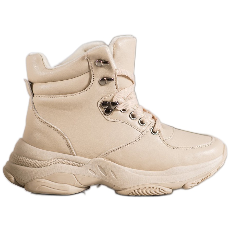 Ideal Shoes Tênis de couro ecológico castanho