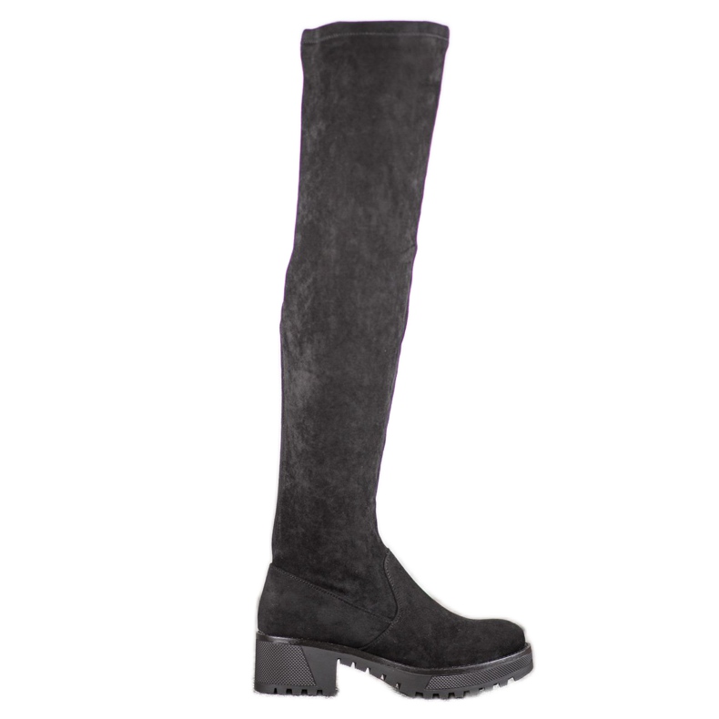 SDS Botas de camurça na coxa na plataforma preto