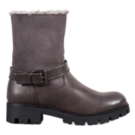 Nio Nio Botas Cinzentas Com Pele cinza Nio Nio Botas Cinzentas Com Pele cinza